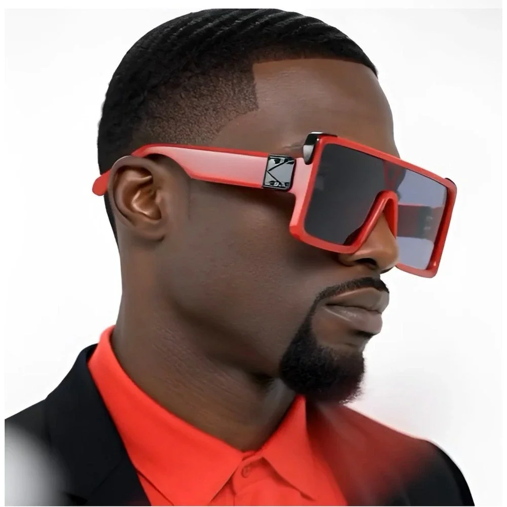 Sunglasses Red Frame Black Lens Fashion Statement Luxury Trendy Shades Gafas New
